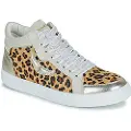 Zadig & Voltaire for girl. X60491 Leather Sneakers Hi beige (37), Flat, Laces, Casual, Animal Print, children's fashion