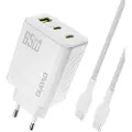 Dudao 65 W GaN vegglader med USB-C-, USB-A- og USB-C-kabel - Hvit