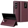 Mtp Products Samsung Galaxy Z Fold7 Smart Clear View Flip-etui med kortspor - vinrød