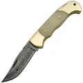 Damascus Lockback Bone foldekniv