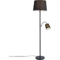 QAZQA Klassisk gulvlampe sort med svart skjerm og leselampe - Retro