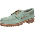 Timberland for man. TB0A2PDQES71 Authentic leather boat shoes green (44 W), Flat, 1 to 3 cm, Laces, Casual