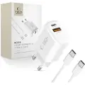 Tech-Protect NCA20 PD 20W/QC3.0-lader med to porter og USB-C-kabel - hvit