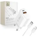 Tech-Protect NCA30 Dual-Port PD 30W/QC3.0-lader med Lightning-kabel - hvit