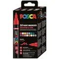 Posca PC-5M PENSE - med 16 stk. assorterte farger - vendbar penselspiss