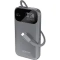 Dudao K31 10000 mAh 22,5 W PD Powerbank med innebygd USB-C-kabel - grå