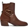 Hispanitas for woman. PHI254297 Brown Verona Leather Ankle Boots (37), 3 to 5 cm, Zip, Casual