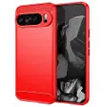 Mtp Products Google Pixel 9 Pro XL Børstet TPU Deksel - Karbonfiber - Rød
