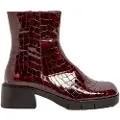 Art for woman. 112841367003_008 Leather Ankle Boots 1284 burgundy Warsaw (41), 3 to 5 cm, Zip, Casual, Maroon