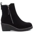 Refresh for woman. 17100901-NEGRO Black suede ankle boots -Height 6cm (35), 5 to 8 cm, Zip, Casual