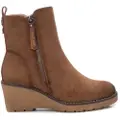 Refresh for woman. 17100903-CAMEL Ankle boots brown suede -Height 6cm wedge (35), 5 to 8 cm, Zip, Casual