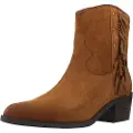 Carmela for woman. 16266301-CAMEL Brown split leather boots 162663 (38), 3 to 5 cm
