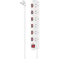 Hama 00223159, 6 AC-utganger, 1,4 m, Koblet med ledninger (ikke trådløs), Hvit, 3680 W, 250 V