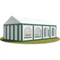 TOOLPORT 3x8 m partytelt, PVC-presenning, grønn-hvit, med bunnramme