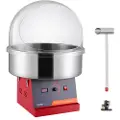 Vevor elektrisk sukkerspinnsmaskin, 1000W sukkerspinnsmaskin, kommersiell sukkerspinnsmaskin med lokk, skål i rustfritt stål og sukkerskje, perfekt for barnebursdager, familiefester (rød)