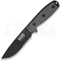 ESEE Model 4, serrated, black/black, brown plastic sheath