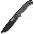 ESEE Model 6, serrated, black/black, green plastic sheath