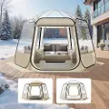 Vevor Pop-up bobletelt, 3,36 x 3,05 m vanntett og UV-bestandig, klart campingteltly, utendørs hagekuppel-iglootelt med vinduer, 540° panoramautsikt, for 8–10 personer terrasse og bakgård