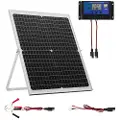 Vevor 30W 12V solcellepanelbatterilader, solcelledrevet vedlikeholdslader for batteri med intelligent MPPT-kontroller og justerbar monteringsbrakett, IP67 vanntett for bil, båt, bobil, motorsykkeltilh