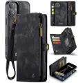 CASEME iPhone 16 Plus Caseme 008 2-i-1 Multifunksjonell Lommebok-deksel - Svart