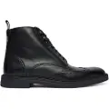 Hugo Boss for man. 50552551 Black leather ankle boots with openwork details (41), Flat, Zip, Casual