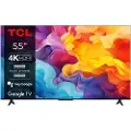 TCL 55V6B - 55 Diagonalklasse (54.6 synlig) - V6B Series LED-bakgrunnsbelyst LCD TV - Smart TV - Google TV - 4K UHD (2160p) 3840 x 2160 - HDR - Direct LED - børstet titanmetall