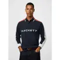 Hackett London for man. HM5500008 Multi navy polo shirt (S), Casual, Sport, Cotton, Long sleeve