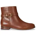 Ralph Lauren for woman. 802974382001 Brooke II brown calfskin ankle boots (35), Leather, Flat, Zip, Casual