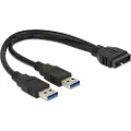 DeLOCK - Intern-til-ekstern USB-kabel - 19-pins USB 3.0-plugg (hann) til USB-type A (hann) - 25 cm - svart