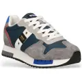 Blauer for man. S5QUEENS01 Leather Sneakers Queens01 grey (44), Flat, Laces, Casual