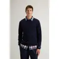 Woolrich for man. CFWOKN0278MRUF0469 Navy wool crew neck jumper (S), Casual