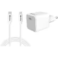 Sandberg - Strømadapter - 2-i-1 - 20 watt - 3 A - PD (24 pin USB-C) - på kabel: Lightning - hvit - Europa - med USB-C to Lightning cable (1m)