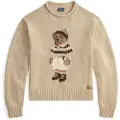 Ralph Lauren for woman. 211978315001 Turtleneck pullover with beige Polo Bear (S), Casual, Cotton