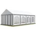 TOOLPORT 4x8 m partytelt, PVC-presenning, grå-hvit, med bunnramme