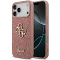 GUESS iPhone 17 Pro Max Fixed Glitter 4G Metal Logo Deksel - Rosa