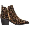 Xti for woman. 14464801-CAMEL Ankle boots 144648 brown (39), 3 to 5 cm, Zip, Casual, Animal Print
