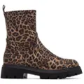 Xti for woman. 14465702-LEOPARDO Ankle boots 144657 brown (35), Flat, 1 to 3 cm, Zip, Casual, Animal Print