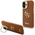 GUESS iPhone 16 Grained 4G Logo Stativkameraramme-deksel - Brun