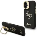 GUESS iPhone 16 Grained 4G Logo Stativkameraramme-deksel - Svart