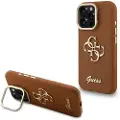 GUESS iPhone 16 Pro Grained 4G Logo Stativkameraramme-deksel - Brun