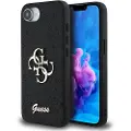 GUESS iPhone 16e Fixed Glitter 4G Metal Logo Deksel - Svart
