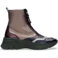 Hispanitas for woman. CHI243628 Bronze leather sports ankle boots (39), 3 to 5 cm, Zip, Casual