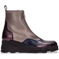 Hispanitas for woman. CHI243711 Leather ankle boots with bronze wedge (37), 3 to 5 cm, Zip, Casual