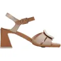 Hispanitas for woman. CHV243272 Mallorca beige leather sandals -Heel height 6.5cm (41), Brown, 5 to 8 cm, Buckle, Casual, Party, Grey
