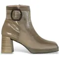 Hispanitas for woman. HI232294 Square toe leather ankle boots taupe (39), 3 to 5 cm, Zip, Casual