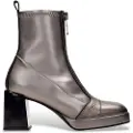 Hispanitas for woman. HI243658 Silver block leather ankle boots (41), 8 to 10 cm, Zip, Casual