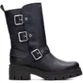 Hispanitas for woman. HI233155 Bolero leather boots black (36), Flat, Buckle, Casual