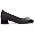 Hispanitas for woman. HI243670 Black casual leather loafers (36), Flat, None