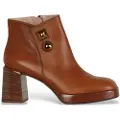 Hispanitas for woman. HI233003 Leather ankle boots with brown block heel (37), 3 to 5 cm, Zip, Casual