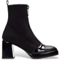 Hispanitas for woman. HI243658 Black block leather ankle boots (36), 8 to 10 cm, Zip, Casual